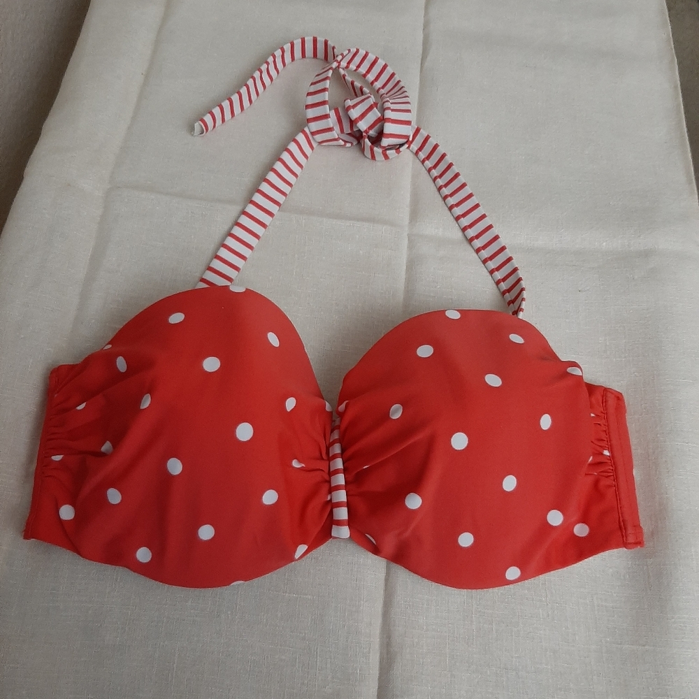 Red Polka Dot Halter Bikini Top - Women Swim